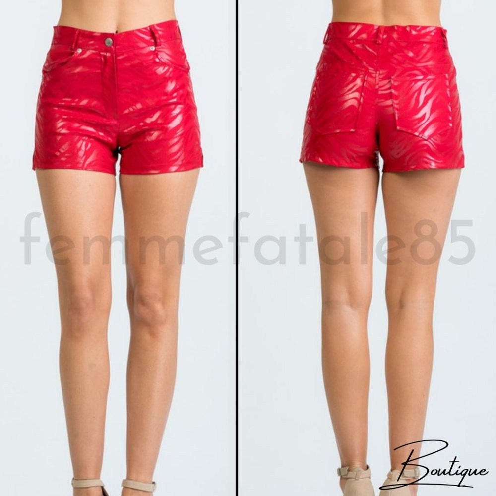 Scarlet Red Animal print shorts Medium-NEW